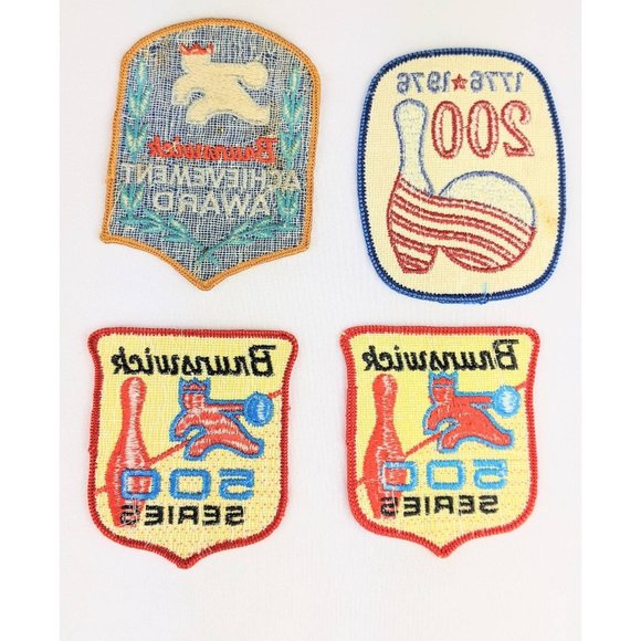 Set of 4 Brunswick Bowling Award Patch Souvenirs Vintage 500 Series Achievement - Picture 9 of 9